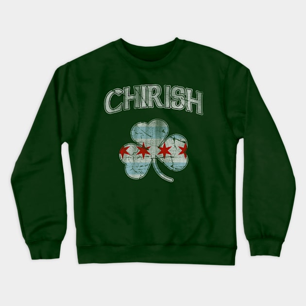 Chirish Chicago Flag Shamrock Crewneck Sweatshirt by E